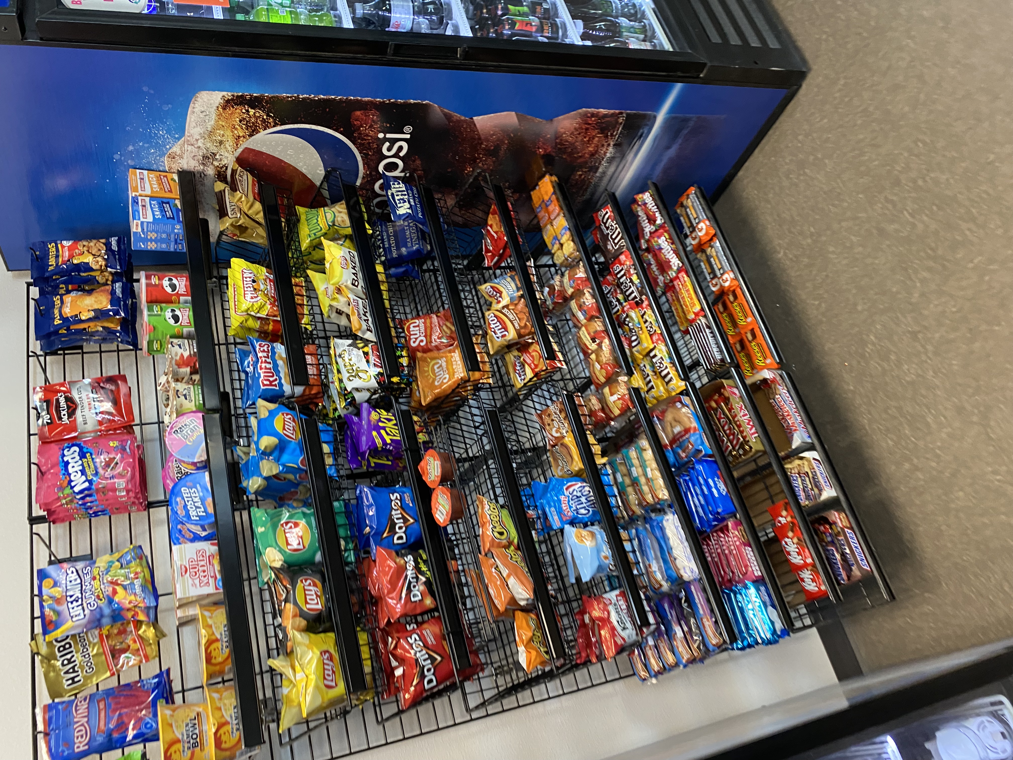 Modern workplace market area with snacks and drinks